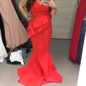 Chiara Boni Red Gown with Ruffle